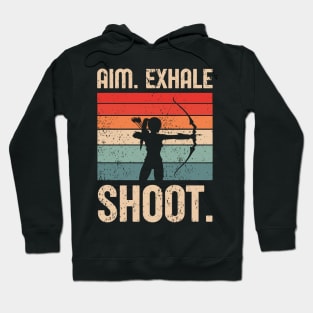 Archery Girl Aim Exhale Shoot Archer Retro Vintage Hoodie